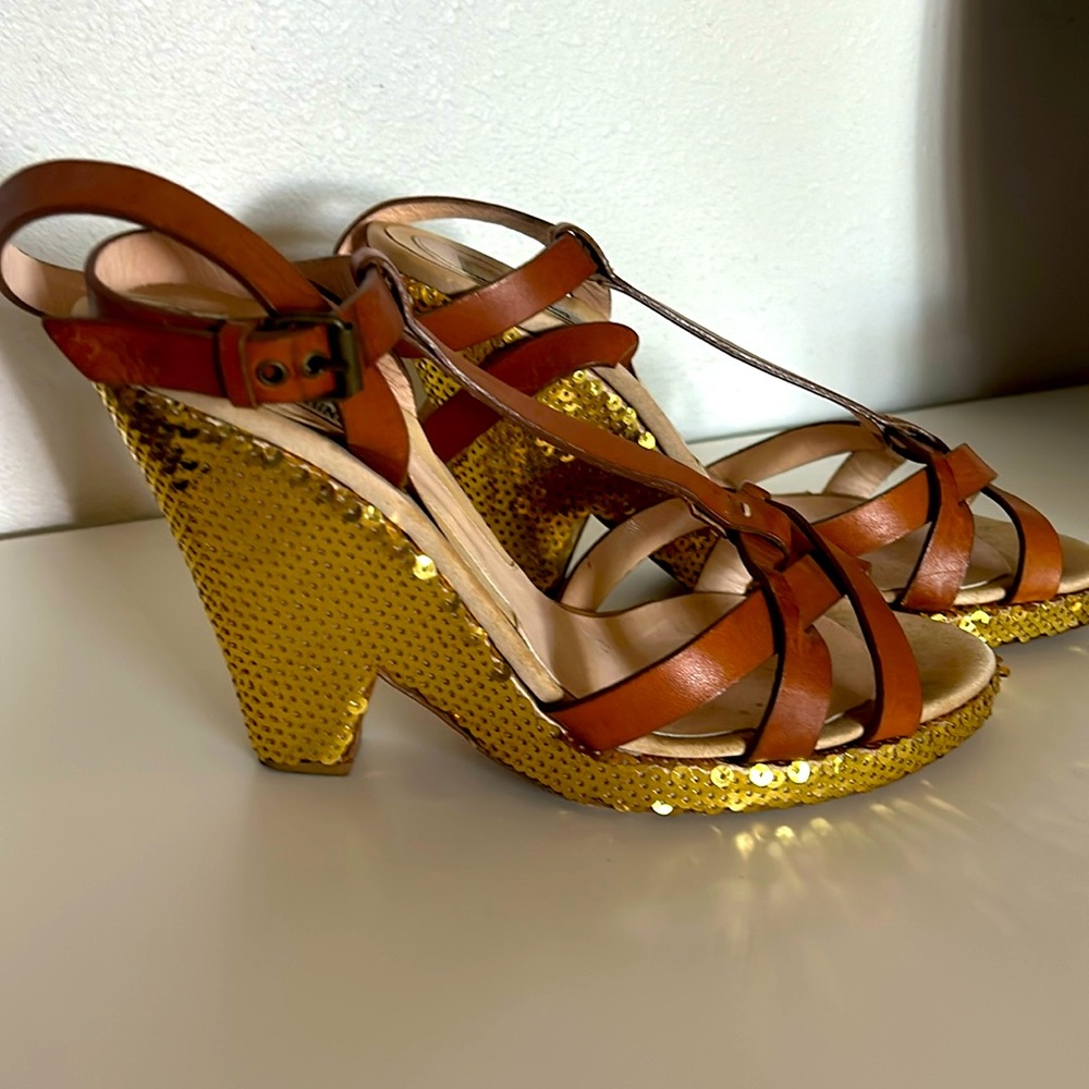 Moschino Made in Italy Sequins Wedge Sandals
